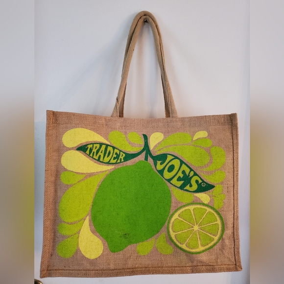 2 large Trader Joe's brown canvas, jute grocery tote reuseable bags - Picture 2 of 12